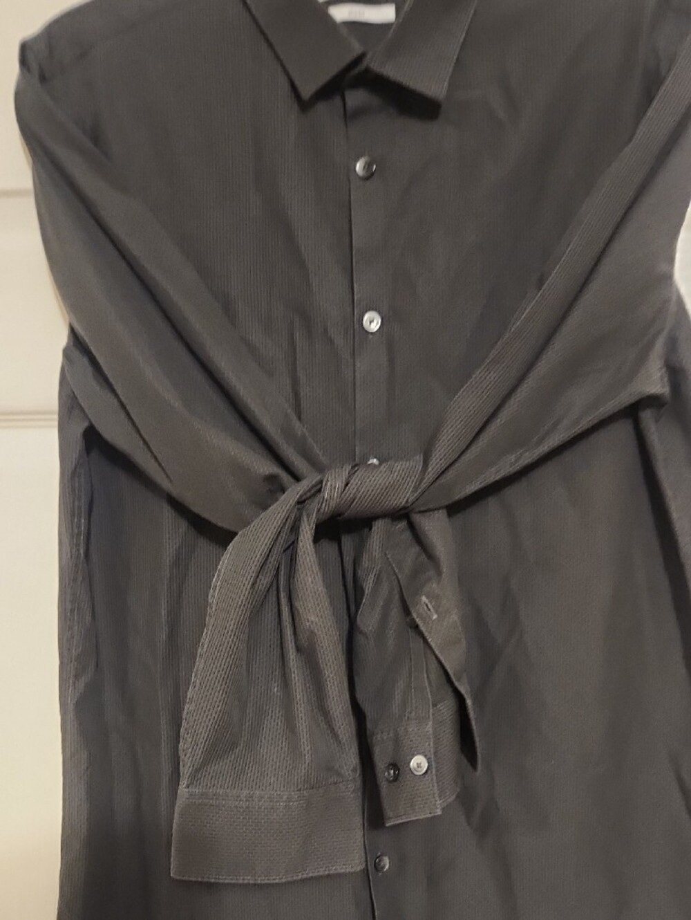 Calvin Klein Dark Gray Micro-Pattern Dress Shirt - Picture 3 of 4
